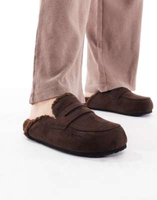  Soda fur lined mules in chocolate