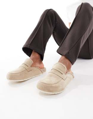 SEQWL - Soda - Mules doublées en fausse fourrure - Taupe-Neutre