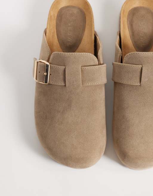 SEQWL - Soda - Sabots larges style mules à enfiler avec boucle - Taupe, 3 de 4