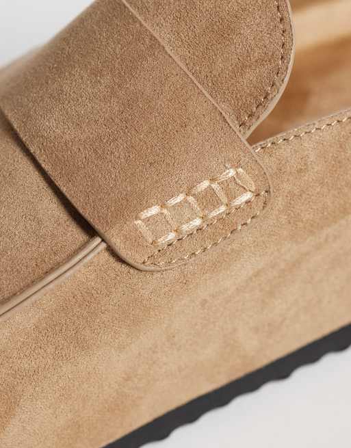 SEQWL Soda slip on loafer style mule in taupe, 3 of 4