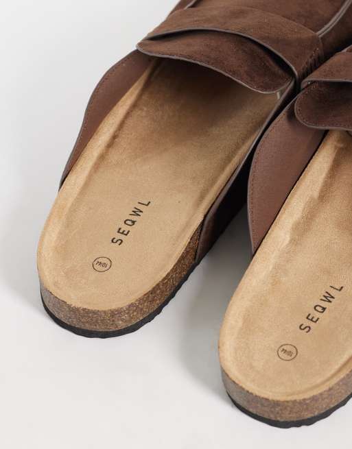 SEQWL Soda slip on loafer style mule with in chocolate brown, 3 of 4