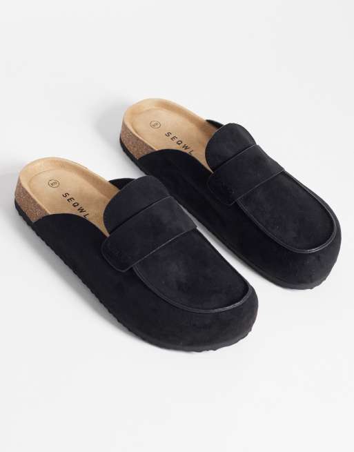 SEQWL Soda slip on loafer style mules in black, 2 of 4