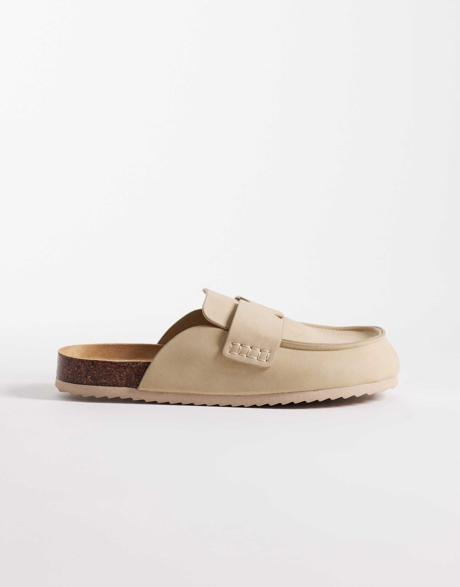 seqwl soda slip on loafer style mules in taupe