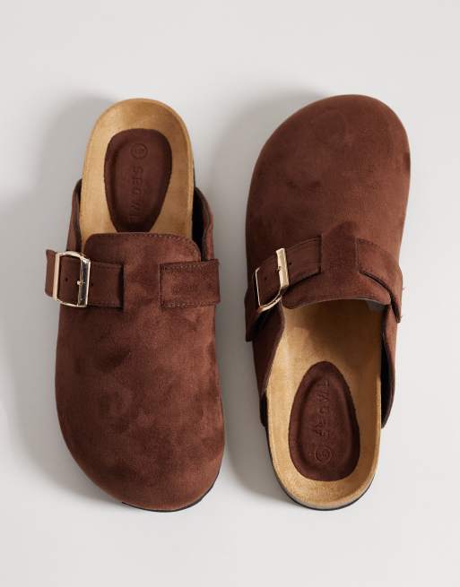 SEQWL Soda slip on mule clogs with buckle trim in dark tan, 2 of 4
