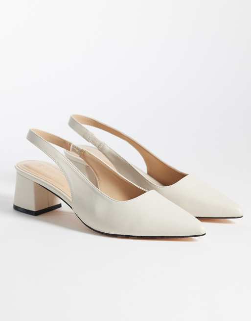 SEQWL – Sorrento – Schuhe in Cremeweiß mit Fersenriemen und niedrigem Blockabsatz, 2 von 4