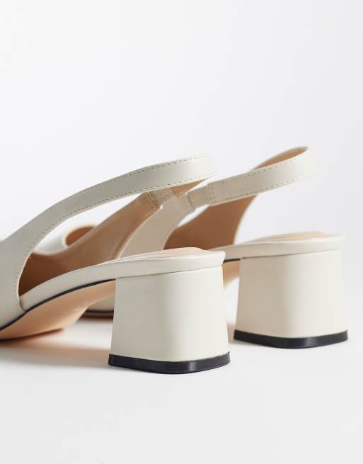 SEQWL – Sorrento – Schuhe in Cremeweiß mit Fersenriemen und niedrigem Blockabsatz, 3 von 4