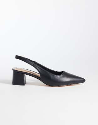 Seqwl Sorrento Sling Back Low Block Heeled Sandals In Black
