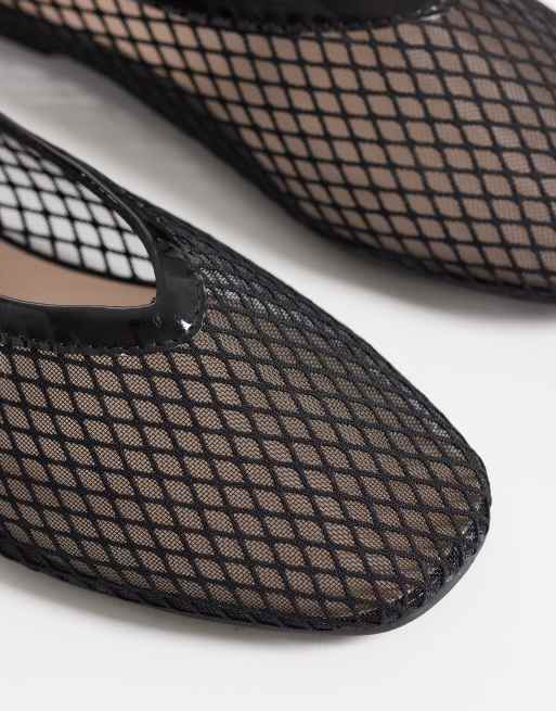 SEQWL - Sorte ballerinaer i mesh med fletdesign, 4 af 4
