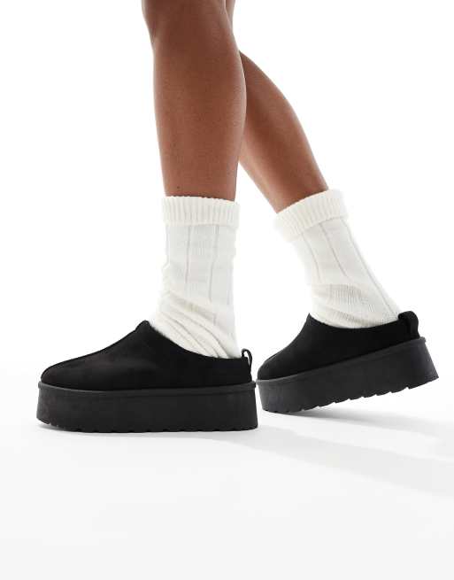 SEQWL - Sorte flatform-mules i slip-on-design, 3 af 4