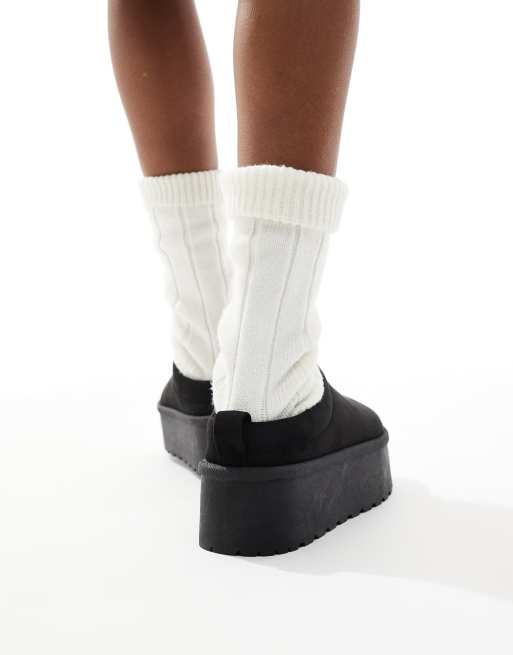 SEQWL - Sorte flatform-mules i slip-on-design, 4 af 4