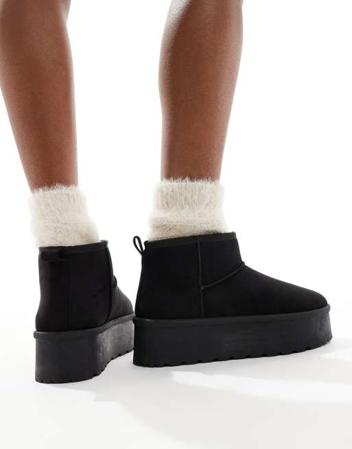 SEQWL - Sorte mini-støvler med flatform-sål, 3 af 4