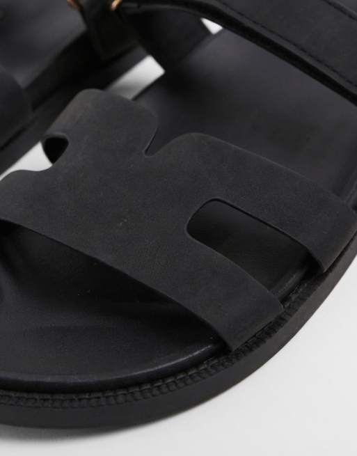 SEQWL - Sorte sandaler med stropper i imiteret nubuck-læder, 7 af 8