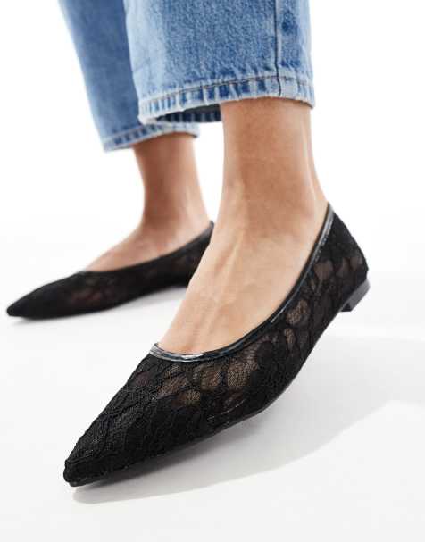 SEQWL – Spitze Ballerinas aus Spitze in Schwarz - view 1