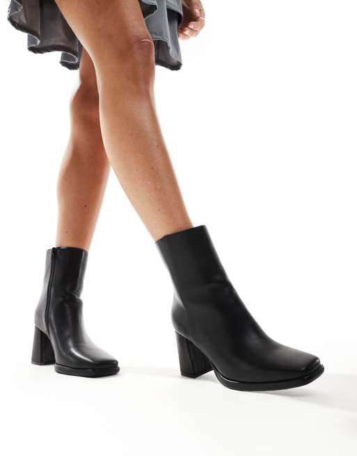 Black leather ankle boots square toe hotsell