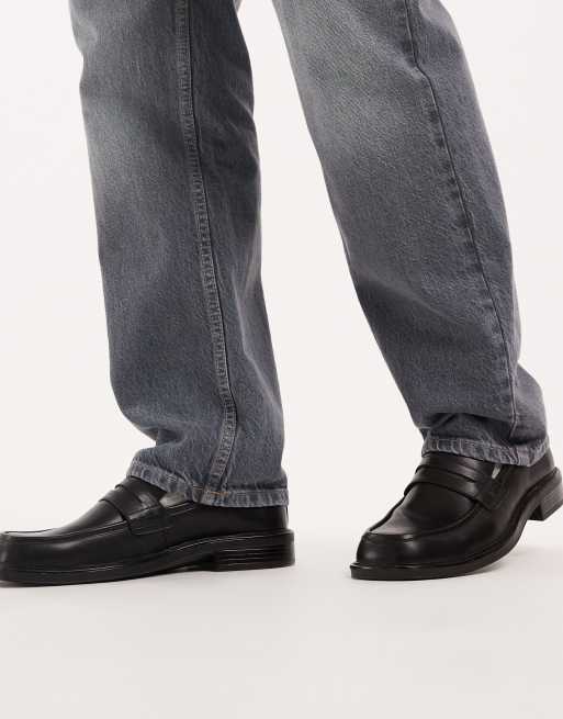 SEQWL square toe loafers in black