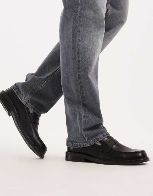 SEQWL square toe loafers in black | ASOS