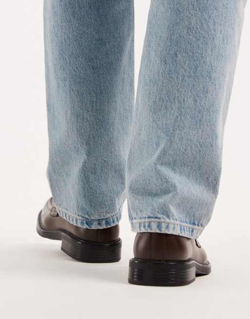 SEQWL square toe loafers in brown