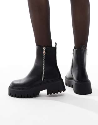 SEQWL - Stella - Bottes à semelle chunky et détail zippé - Noir | ASOS