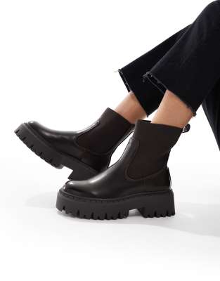 SEQWL - Stella - Chelsea-Stiefel in Schokobraun mit dicker Sohle-Brown