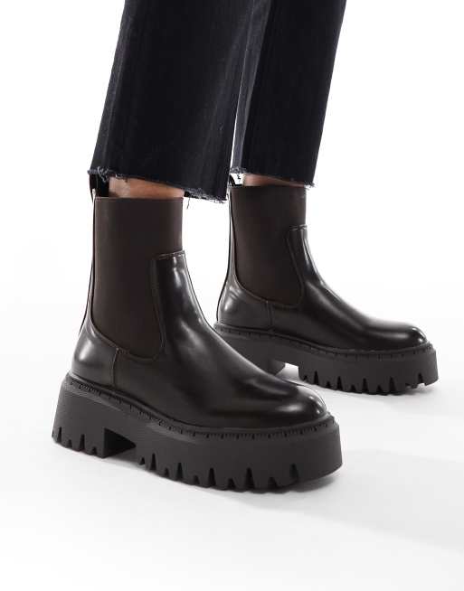 SEQWL – Stella – Chokladbruna, grova chelseaboots, 3 av 4
