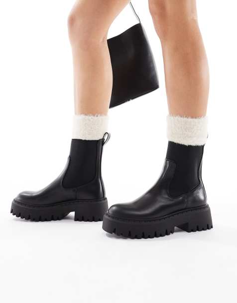 SEQWL Stella chunky chelsea boots in black - view 1