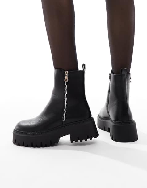 SEQWL Stella zip detail chunky boots in black - view 1