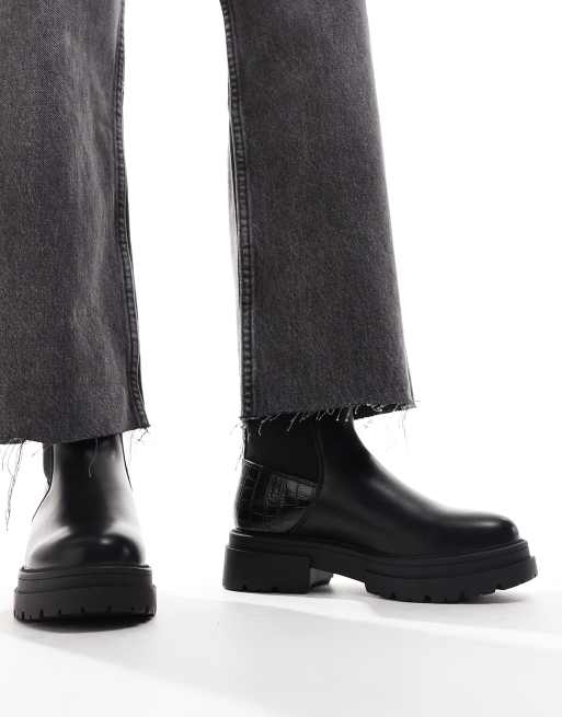 Damen Stiefel Stiefel Kroko Schwarz Fell Lack Boots Winter Damen