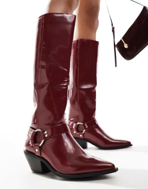 SEQWL Stivali alti al ginocchio bordeaux ASOS