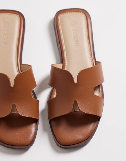 SEQWL - Stork - Gyldenbrune flade sandaler, 2 af 4