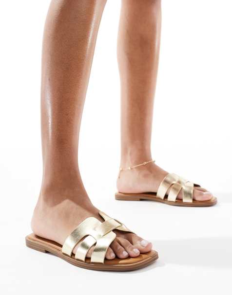 SEQWL - Stork - Platte sandalen in goud - view 1