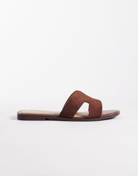 SEQWL - Storke - Brune flade sandaler i imiteret ruskind - view 1