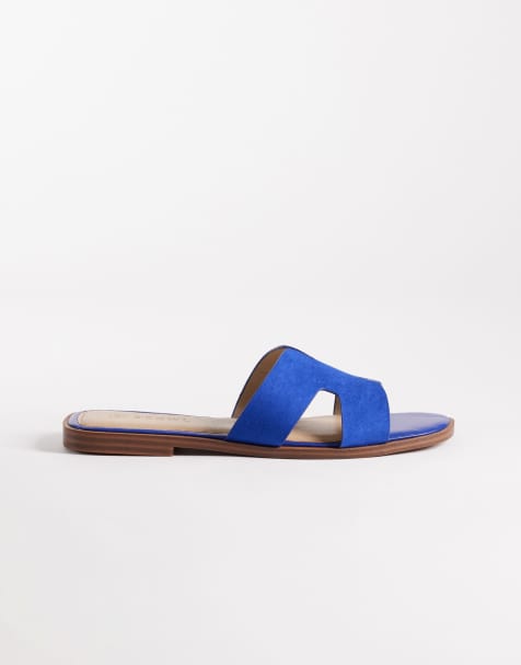 SEQWL Storke flat sandals in blue suedette - view 1