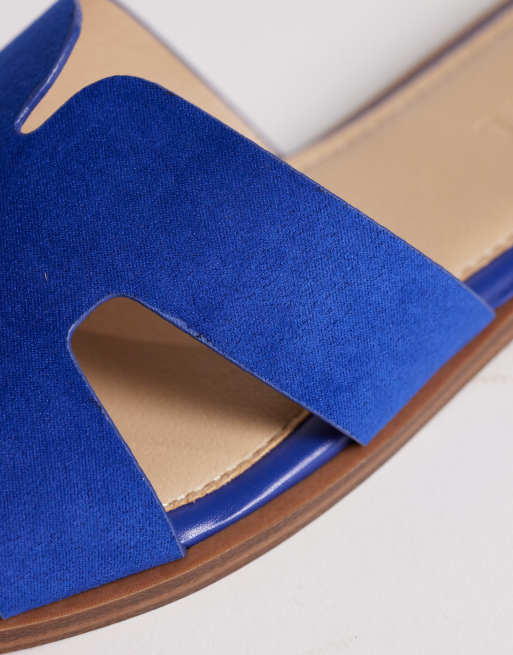 SEQWL - Storke - Platte sandalen met brede pasvorm in blauw suedette, 2 van 4