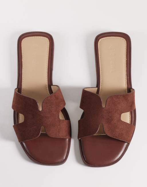 SEQWL - Storke - Platte sandalen met brede pasvorm in bruin suedette, 4 van 4