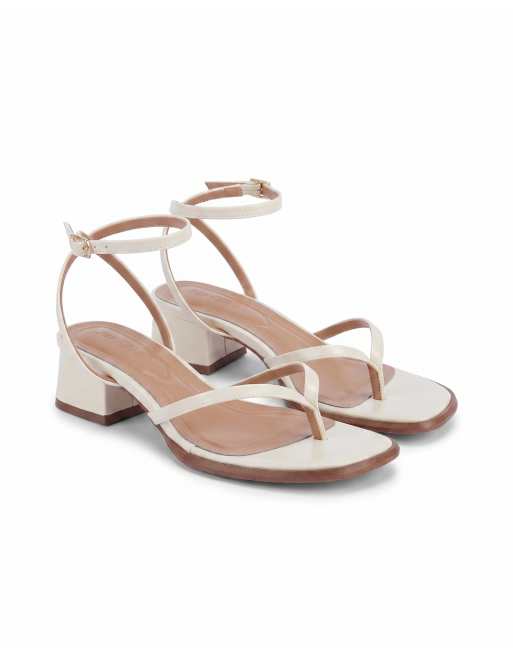 SEQWL Strappy block heel sandals open toe with ankle strap in cream, 5 of 5