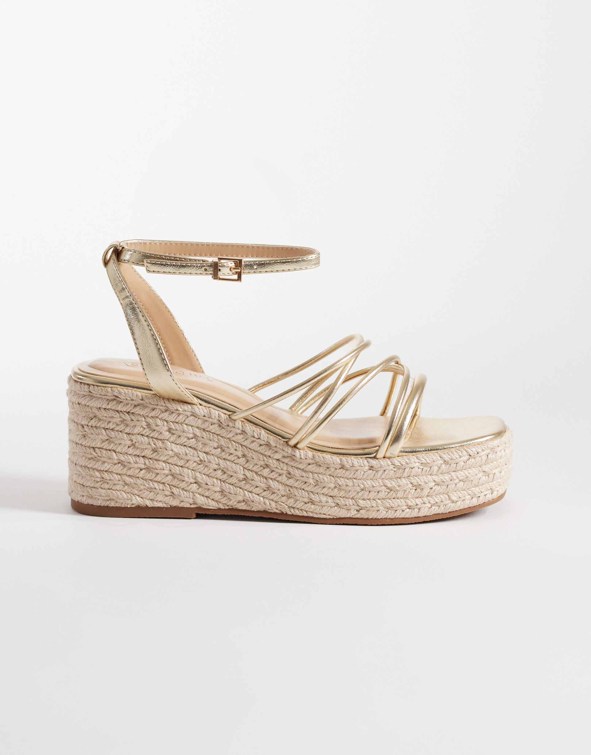 seqwl strappy espadrille wedge sandals in gold