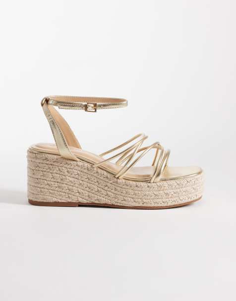 SEQWL Strappy Espadrille wedges in gold - view 1