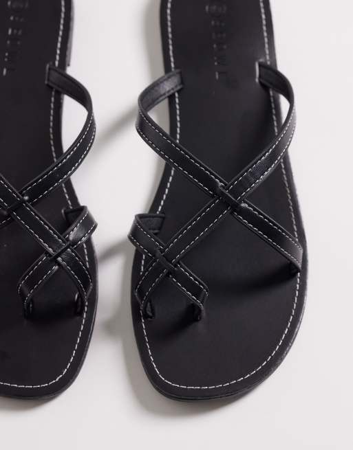 SEQWL strappy flat sandals in black, 2 of 4