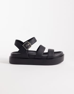 Seqwl Strappy Flatform Sandals In Multi