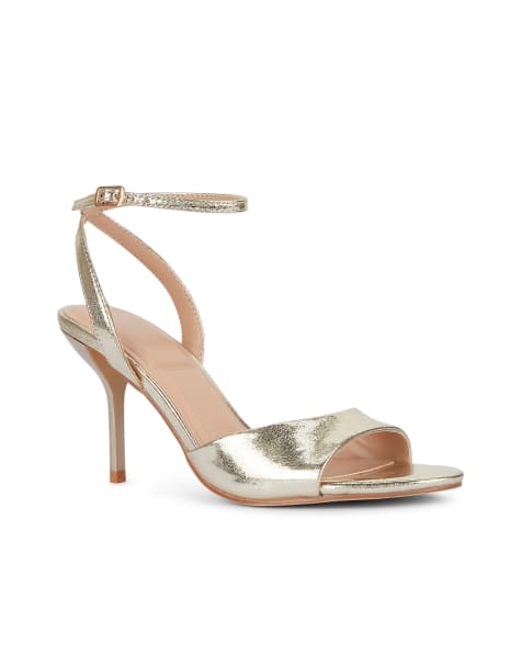 SEQWL Strappy heeled sandals with ankle strap and stiletto heels in gold - view 1