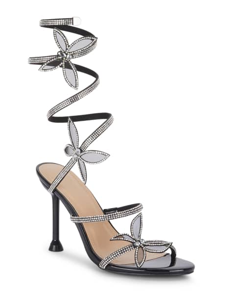 SEQWL Strappy high heel stiletto shoes slip on party sandals in black - view 1