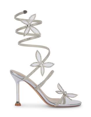  Strappy high heel stiletto shoes slip on party sandals 