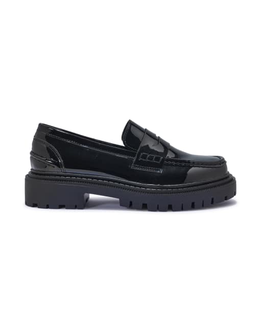 SEQWL Stylish comfortable fit casual chunky heel slip on loafers in black, 3 of 5