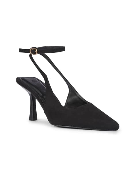 SEQWL Stylish heeled slingback shoes with ankle buckle strap in black - view 1