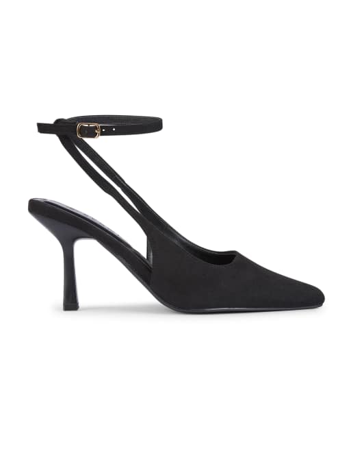 SEQWL Stylish heeled slingback shoes with ankle buckle strap in black, 5 of 5