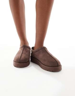 SEQWL suedette mules in chocolate