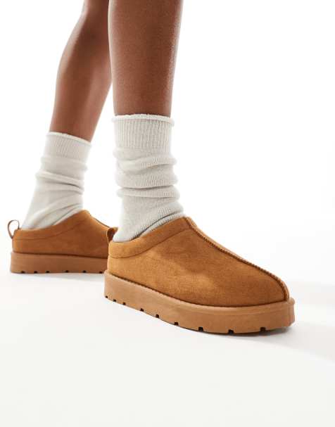SEQWL suedette mules in tan - view 1