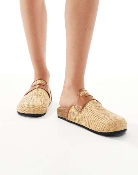 SEQWL Summer slip on closed toe flat sliders in beige - view 1