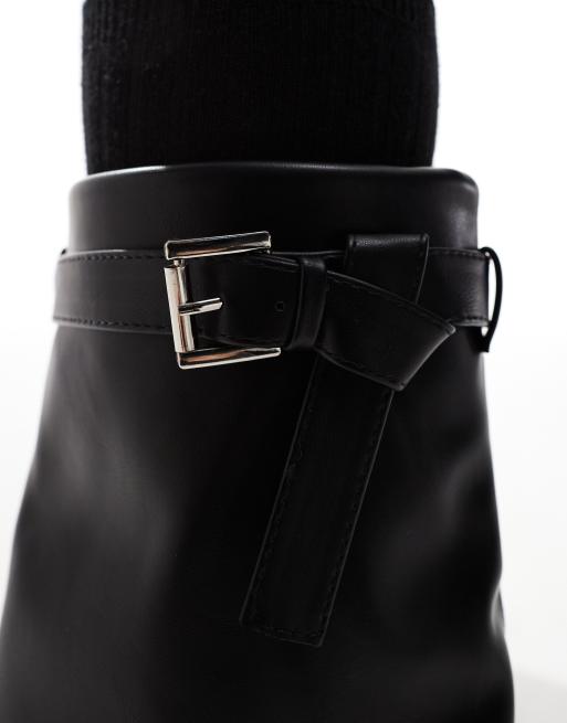 SEQWL – Svarta, grova boots med bred passform och nedvikt design, 4 av 4
