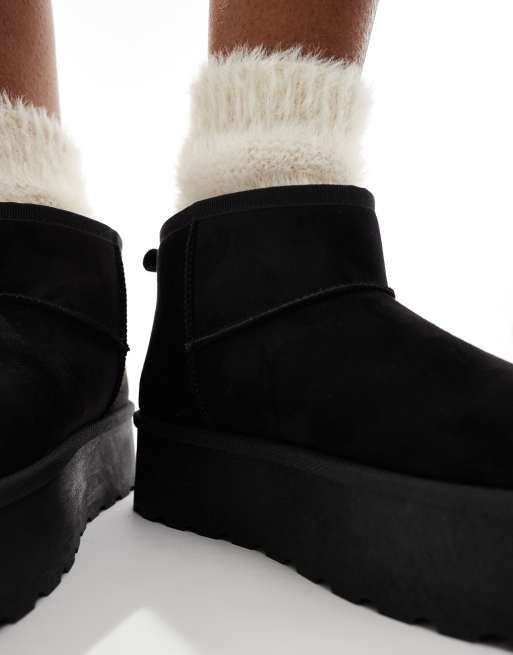 SEQWL – Svarta, korta boots med flatform-sula, 2 av 4